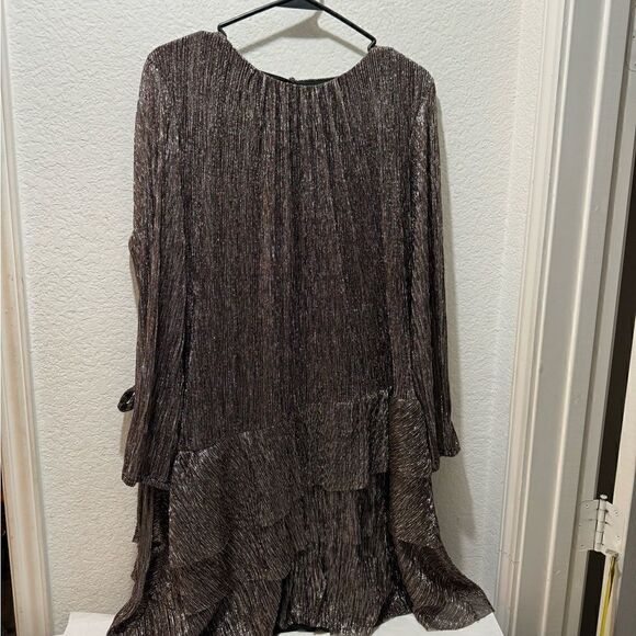 Express metallic bronze evening shimmer mini  dress XL new condition - Picture 1 of 13